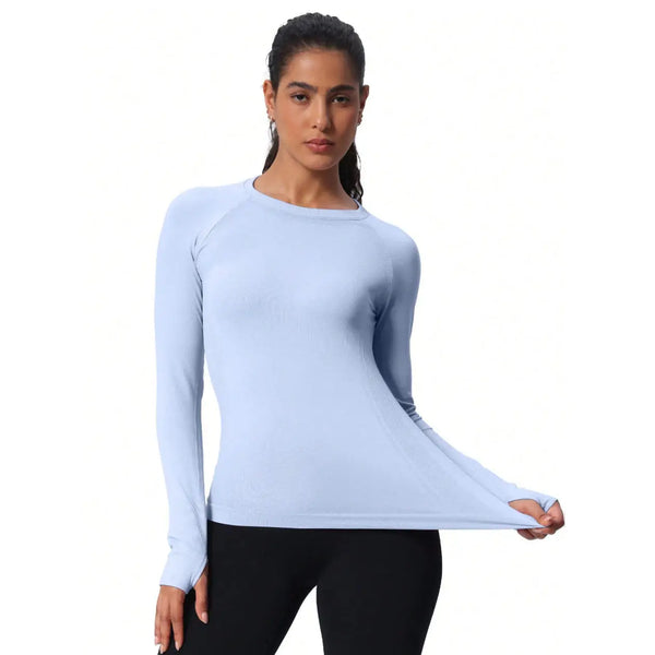 Women's Top Seamless Long Sleeve Workout Shirt — Quick-Dry Yoga & Gym