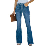 Women's wide leg flare jeans in Blue 2240 light wash