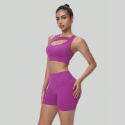High-waisted yoga shorts with comfortable elastic waistband