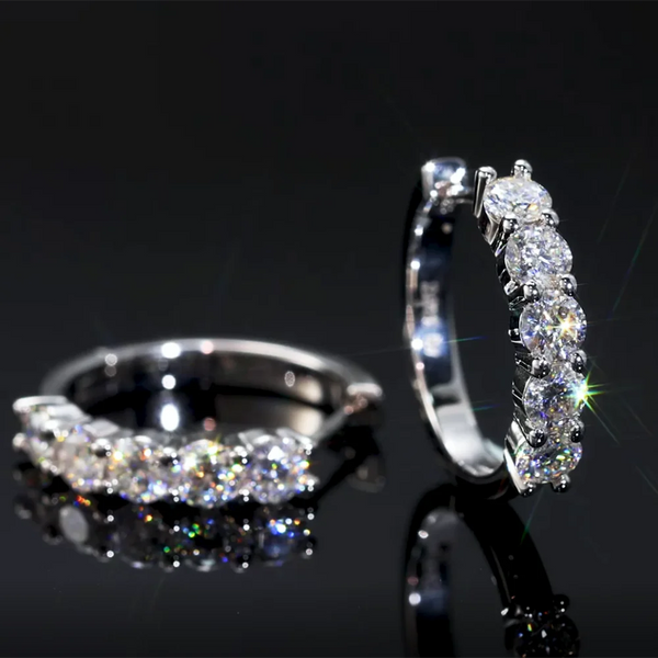 Gold Earrings VVS Moissanite Hoop Huggies — 925 Sterling Silver, Unisex
