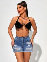 Solid washed denim boyfriend jeans for summer and autumn