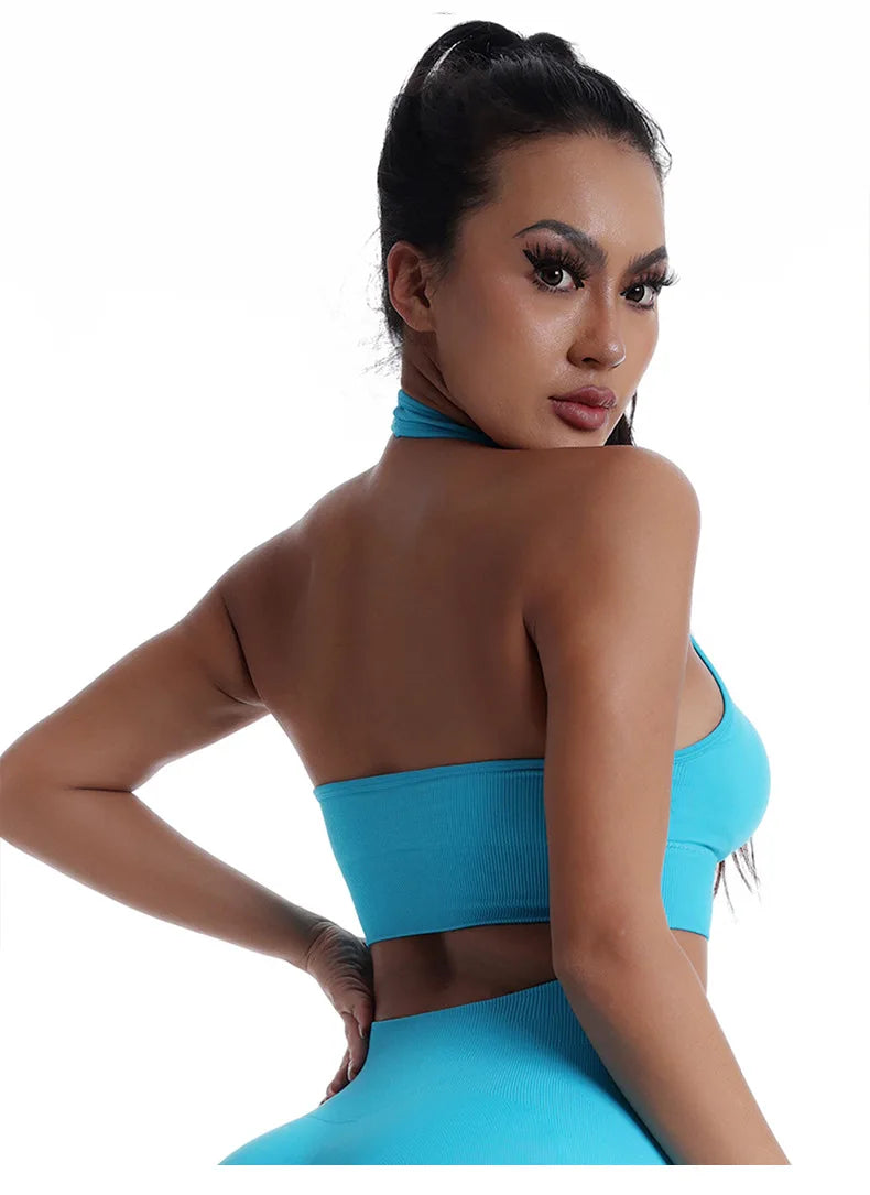 Women Seamless Breathable High Support Yoga Sports Bra for Removable Pads Push-Up