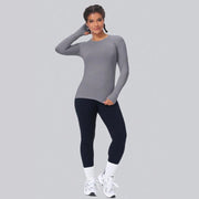 Regular-fit long-sleeve yoga top with moisture-wicking finish