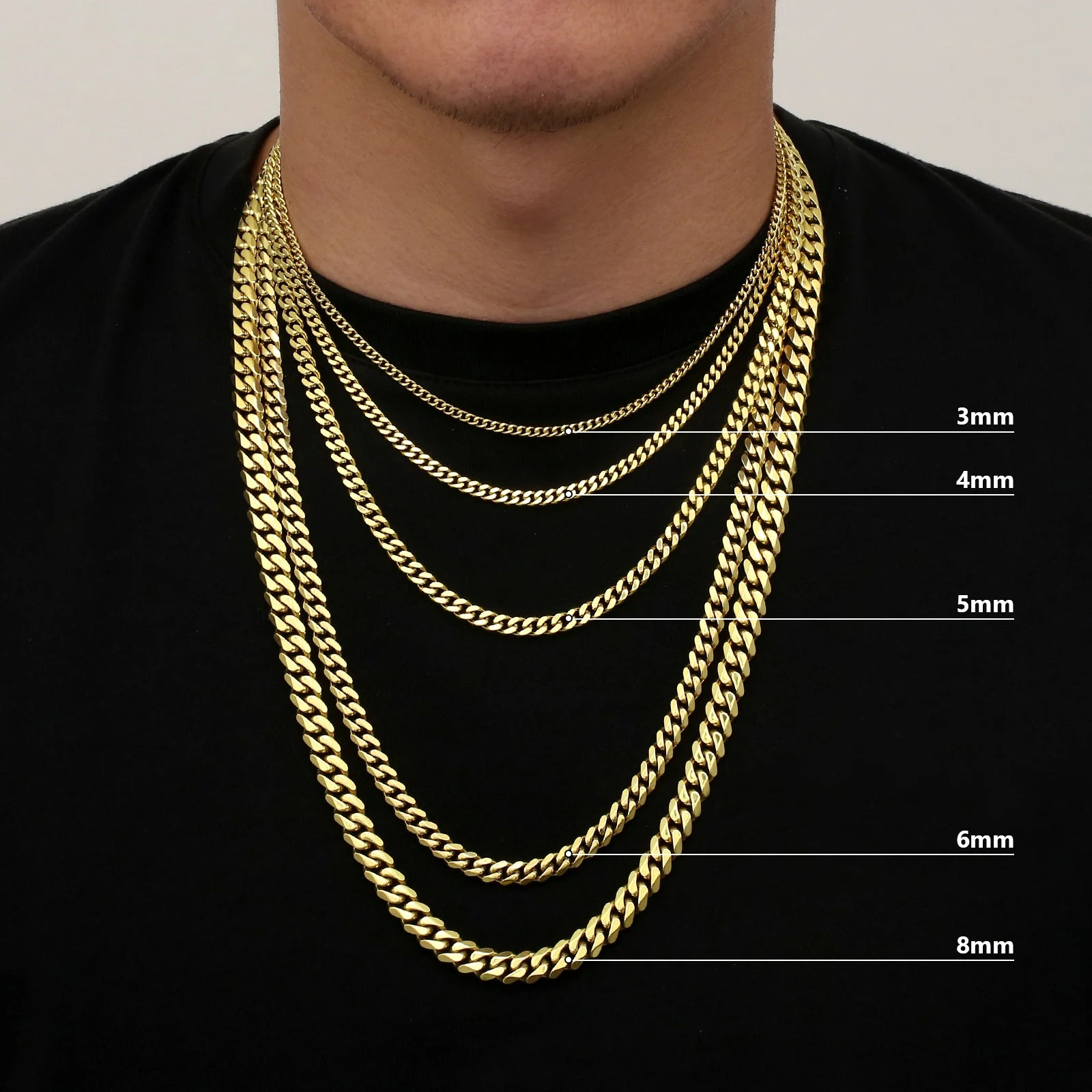 14K Gold Plated 3mm Cuban Link Chain Necklace