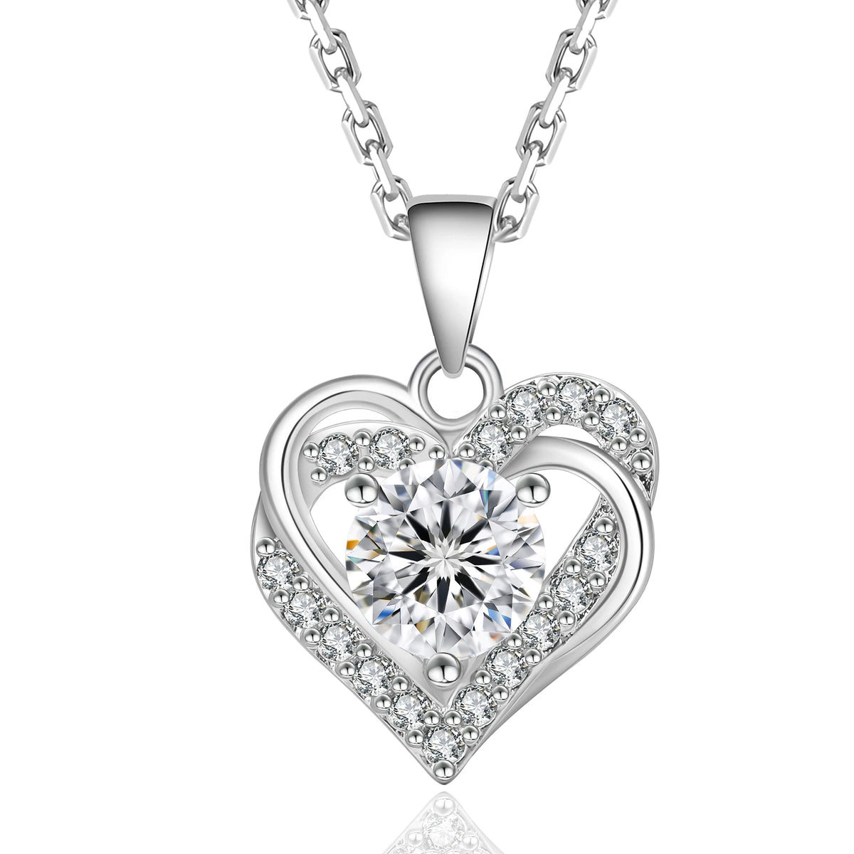 Maanga Silver-Heart moissanite pendant necklace in sterling silver