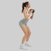 Yoga shorts with functional side pockets for phone and keys