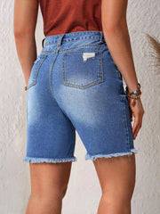 Stretch-blend denim shorts with straight-leg shape