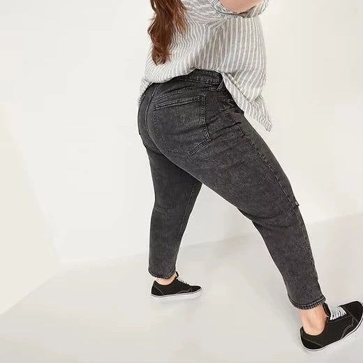 Black Jeans for Women — High Waist Straight Leg Oversize Denim