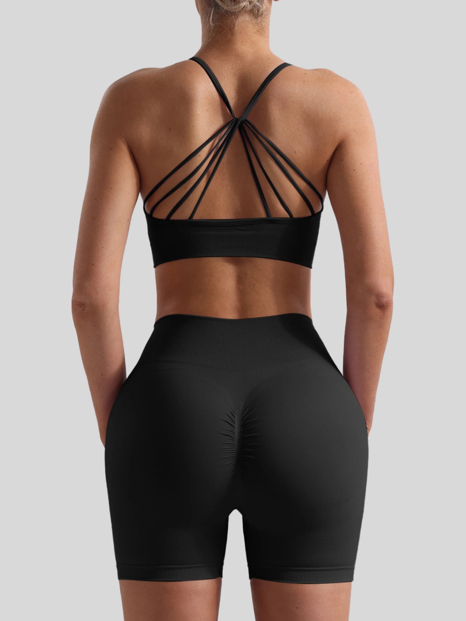 Seamless Yoga Set for Women — Sports Bra & High-Waisted Shorts