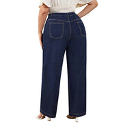 High-waisted mom jeans in soft polyester cotton denim blend