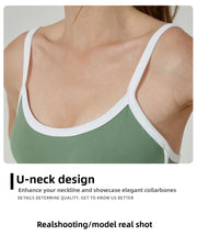 Sleeveless workout crop top with clean crew neckline