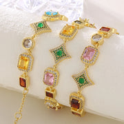 Gemstone Star Tennis Necklace with sleek 18K gold plated link chain