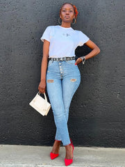 Light Blue Skinny Jeans in soft polyester cotton blend