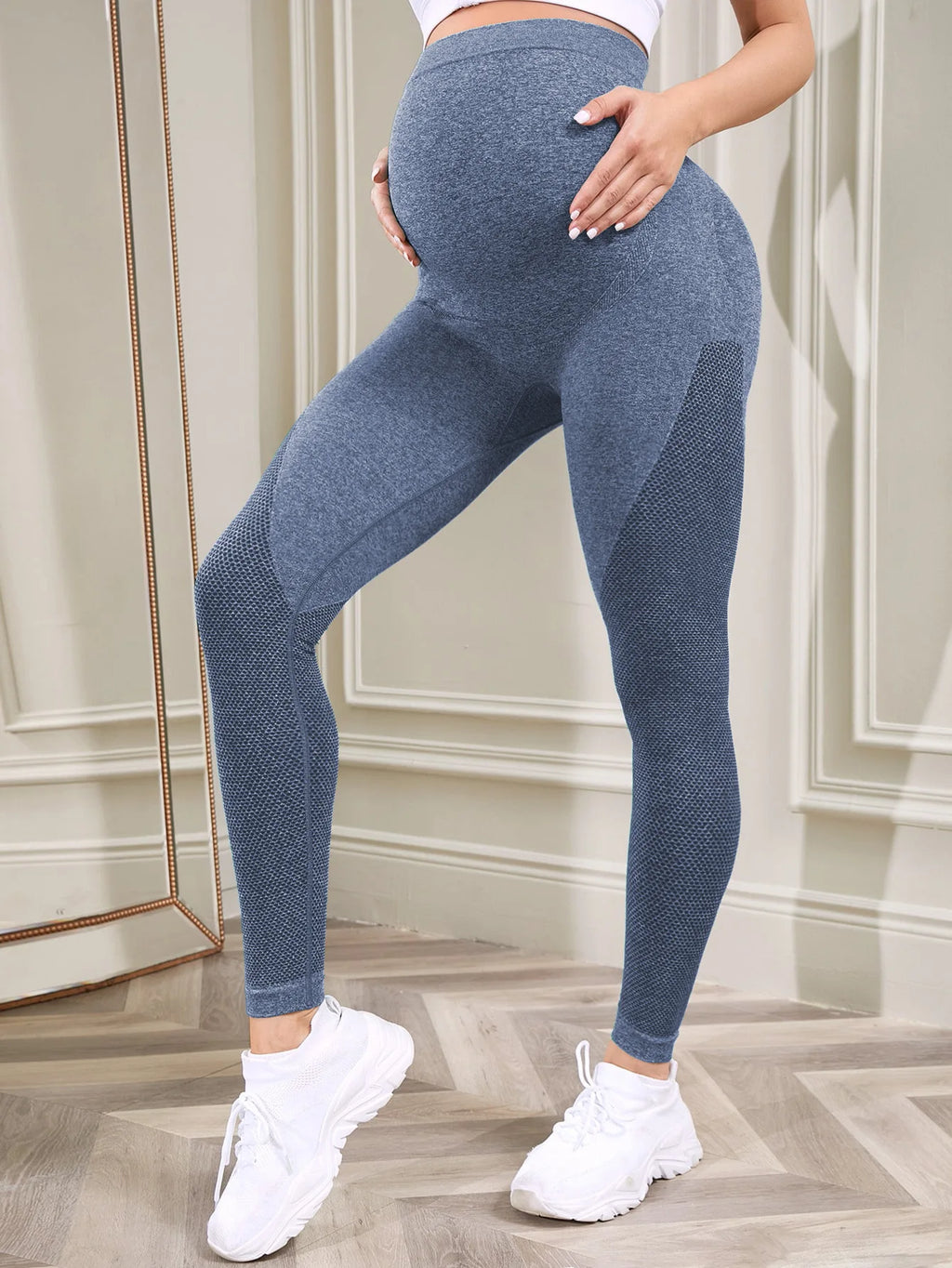 Maternity Solid Color High Waist Casual Leggings Abdominal Support Yoga Pilates Pregnancy Training Pants