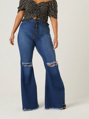 Medium bleach stone wash flared jeans, vintage-inspired