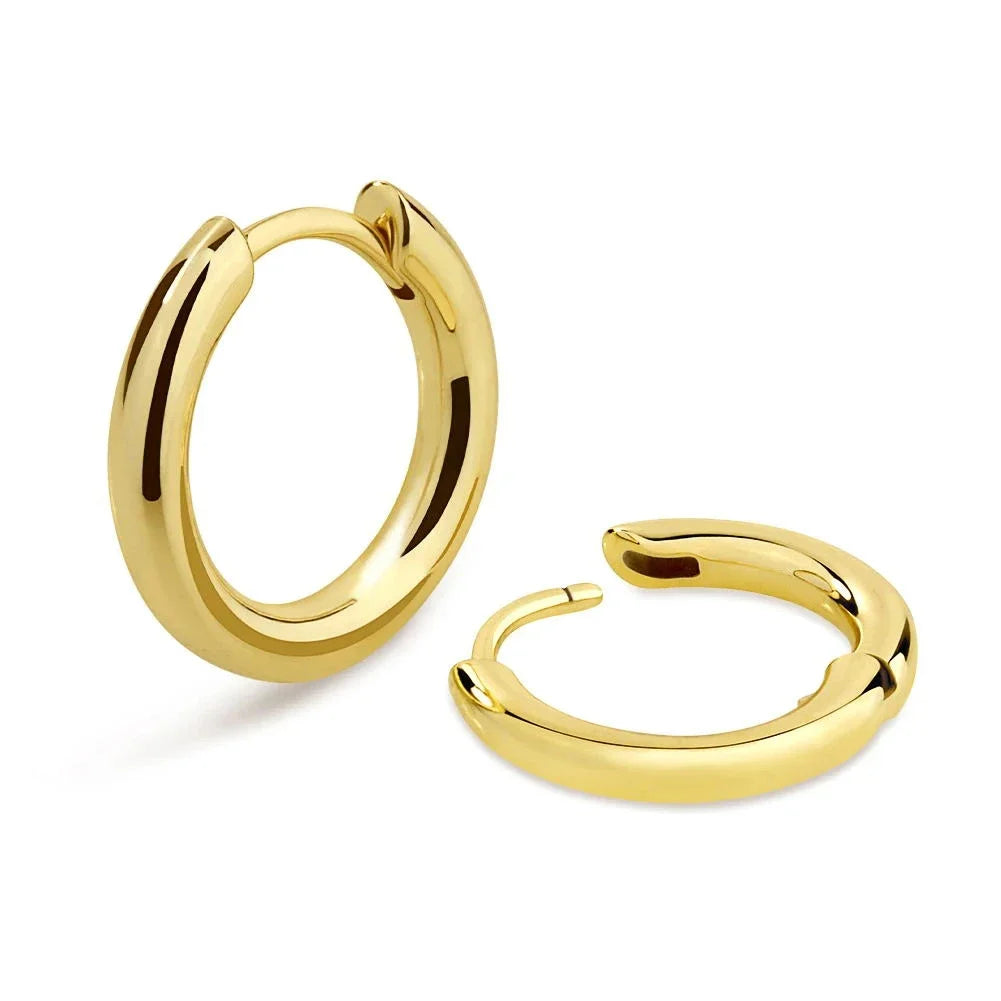 14K Gold Plated Huggie Hoop Earrings — 5A CZ 925 Silver