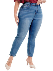 Solid light blue washed denim pencil jeans, regular fit