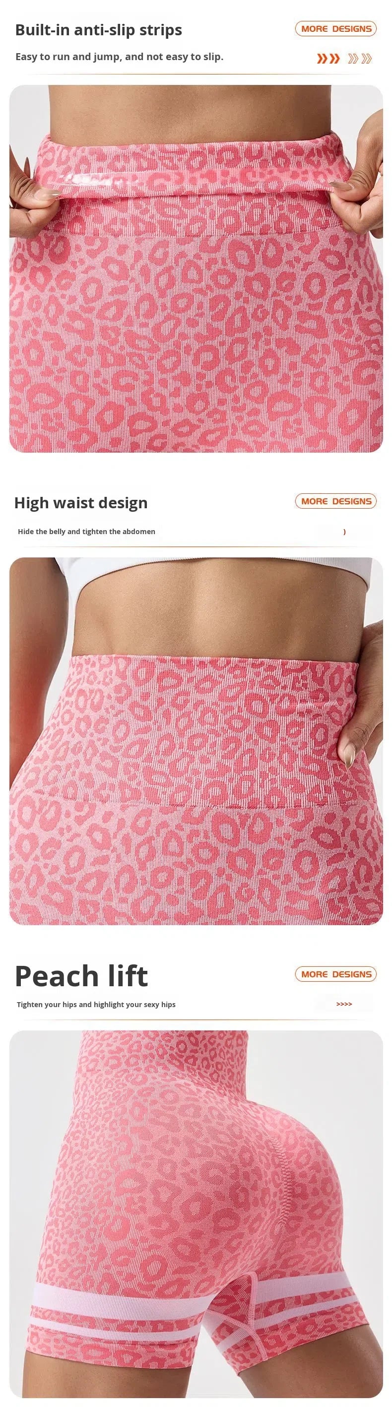 Women's High-Waisted Seamless Yoga Shorts Leopard Print Color-Block Design Elastic Waist for Outdoor Running Spandex/Nylon