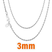 Twisted rope chain necklace in Silver 3mm finish