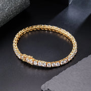 Classic CZ tennis bracelet in Goldenn with 4MM round brilliant-cut stones