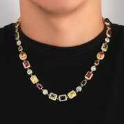 Multi Color Tennis Necklace, hip-hop inspired unisex style with sparkling zircon