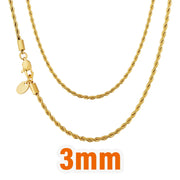 Maanga 3mm rope chain necklace in 18K gold plated tone