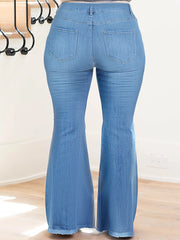 Sky Blue Flare Jeans featuring a smooth high waist and regular fit