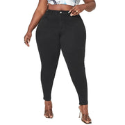 Plus size pencil jeans with slim full-length straight styling