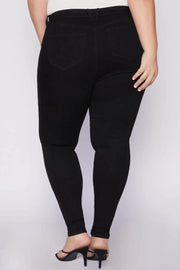 Women's plus size washed denim pencil jeans, tailored fit