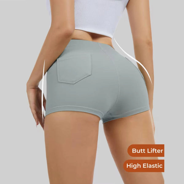 Women's Butt-Lifting High Elastic Yoga Shorts with Pockets