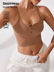 Square neckline yoga tank with clean minimal lines