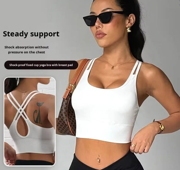 High-Intensity Breathable Yoga Sports Bra with Removable Pads
