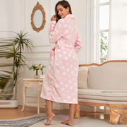Long-sleeve fleece sleeping robe in a relaxed robe fit