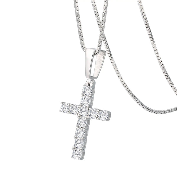 Cross Necklace in 925 Sterling Silver with VVS1 Moissanite — Unisex Pendant