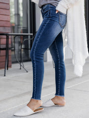 Skinny jeans in cotton-polyester blend light blue denim