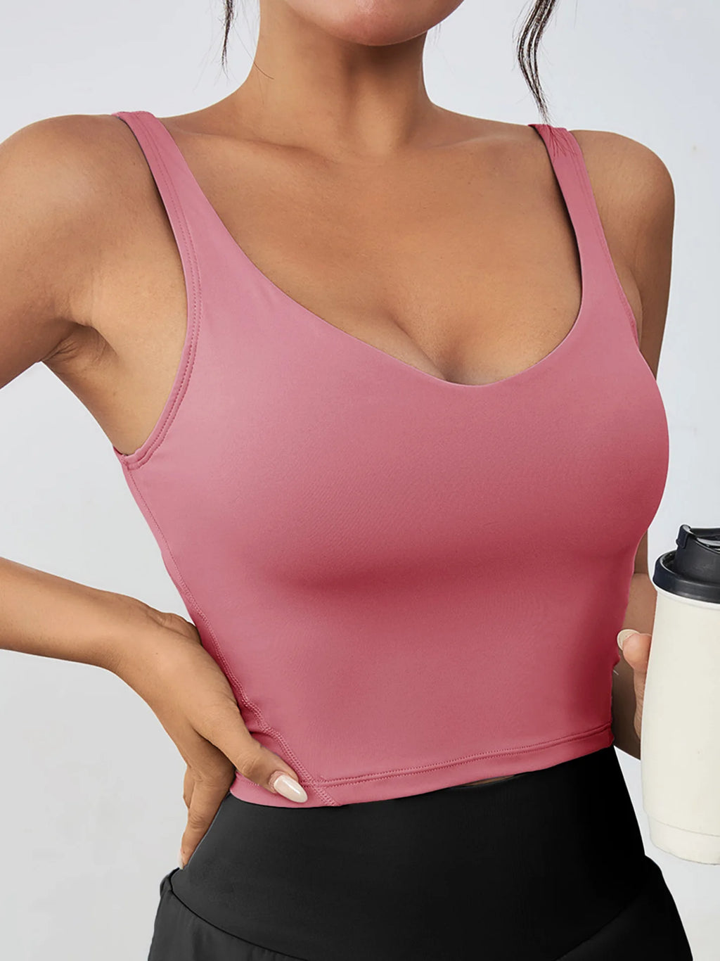 Women's Breathable High Support Yoga Sports Bra With Removable Chest Pads Lightweight Sleeveless Tank Tops for Workout Running