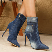 Western-style ankle boots with 5-8 cm spike stiletto heel