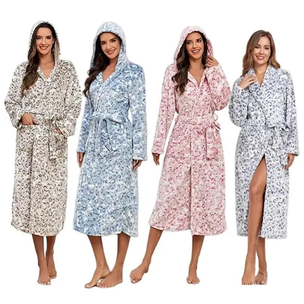 Soft Flannel Long Robe for Women — Unisex Luxury Spa Bathrobe