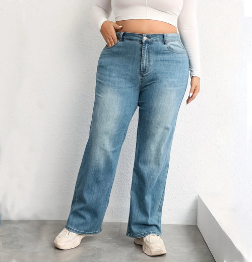 Light Blue Vintage Flare Jeans with baggy loose boyfriend fit