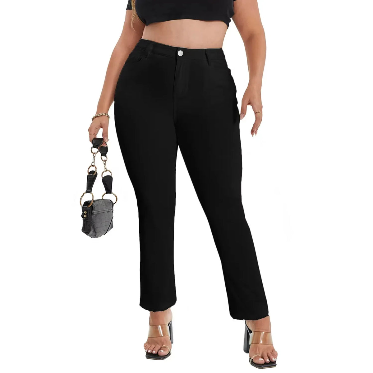 Plus Size Skinny Ripped Jeans in Black