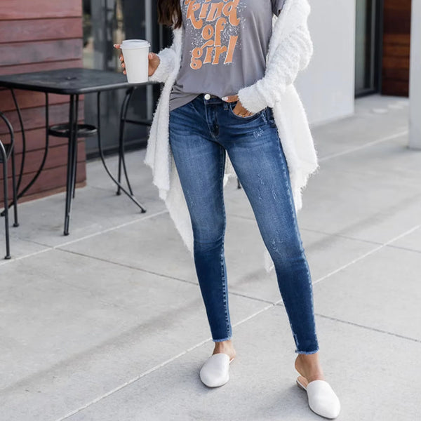 Light Blue Stretch Denim High-Waist Skinny Jeans