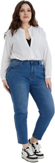 Maanga versatile dark blue casual denim jeans for women