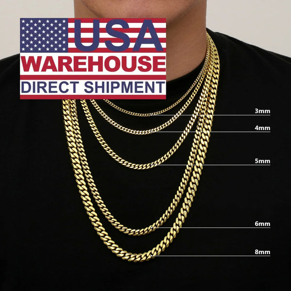 Silver Necklace — Miami Cuban Link Chain (3mm, 5mm, 8mm)