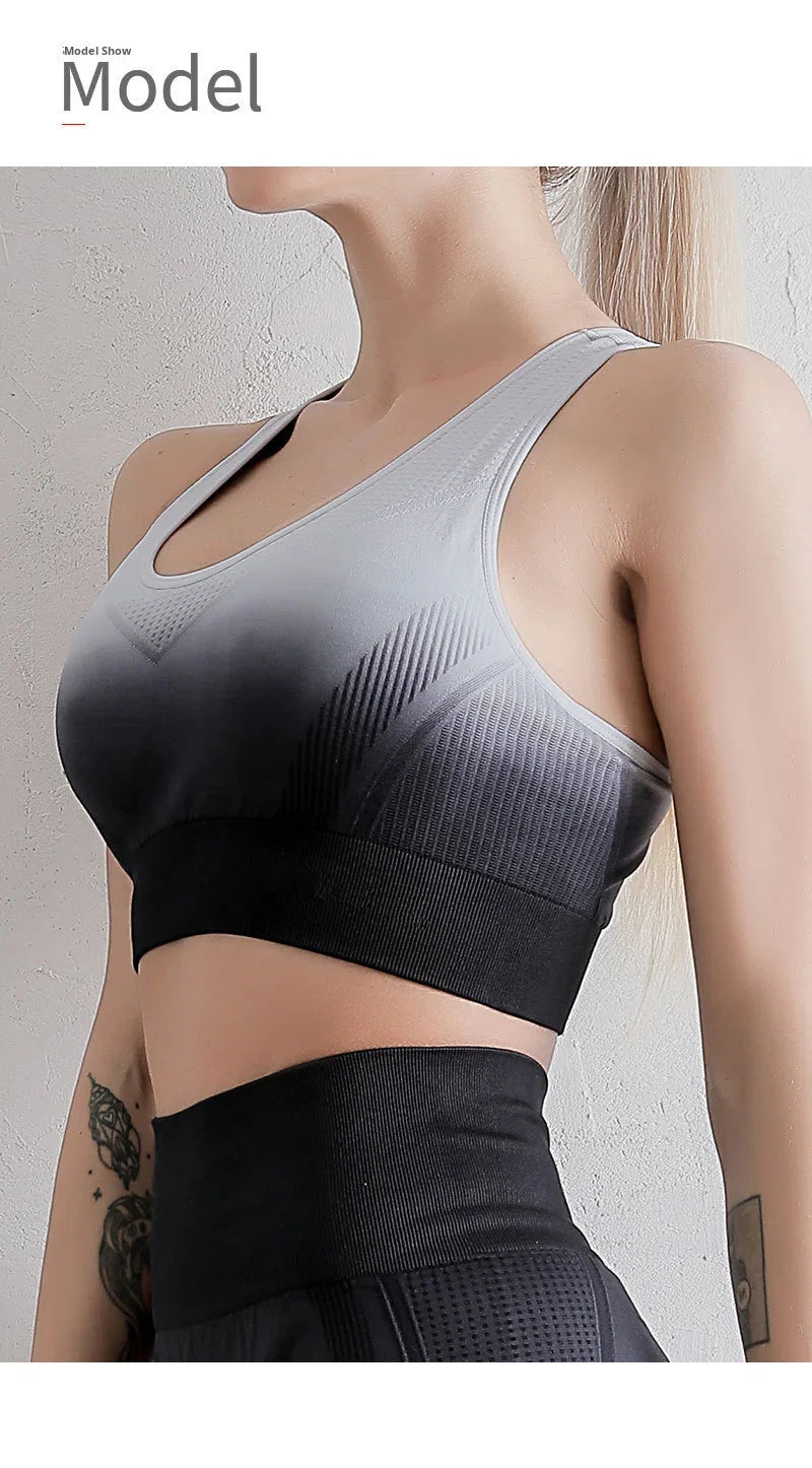 Women's Seamless Tie-Dye Yoga Bra High Elastic Breathable Quick-Dry Sports Bra for Fitness Running