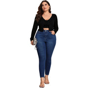 Slim pencil-fit denim jeans, machine-washable and all-season ready
