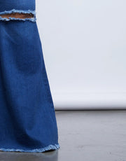Mid-rise plus size flared denim with relaxed fit