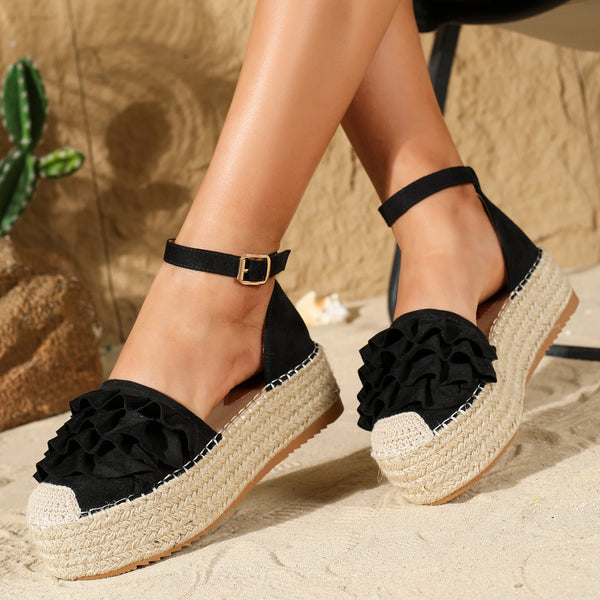 Women's Fisherman Platform Sandals in Black
