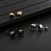 Classic black cubic zirconia studs with sharp square silhouette