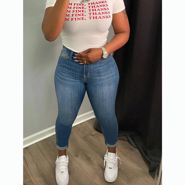 Blue Denim Skinny Pencil Jeans