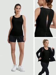 Breathable open-back tank ideal for running and yoga